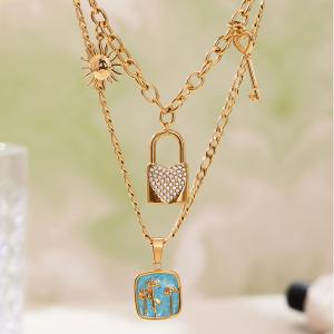 Collier Pendentif Femme En Acier Inoxydable Doré, Orné D'Une Fleur Exquise (1 Pièce) h5 Image3