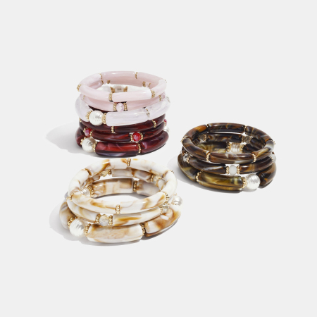 1 ensemble de bracelets rétro en acrylique dégradé de couleurs 2