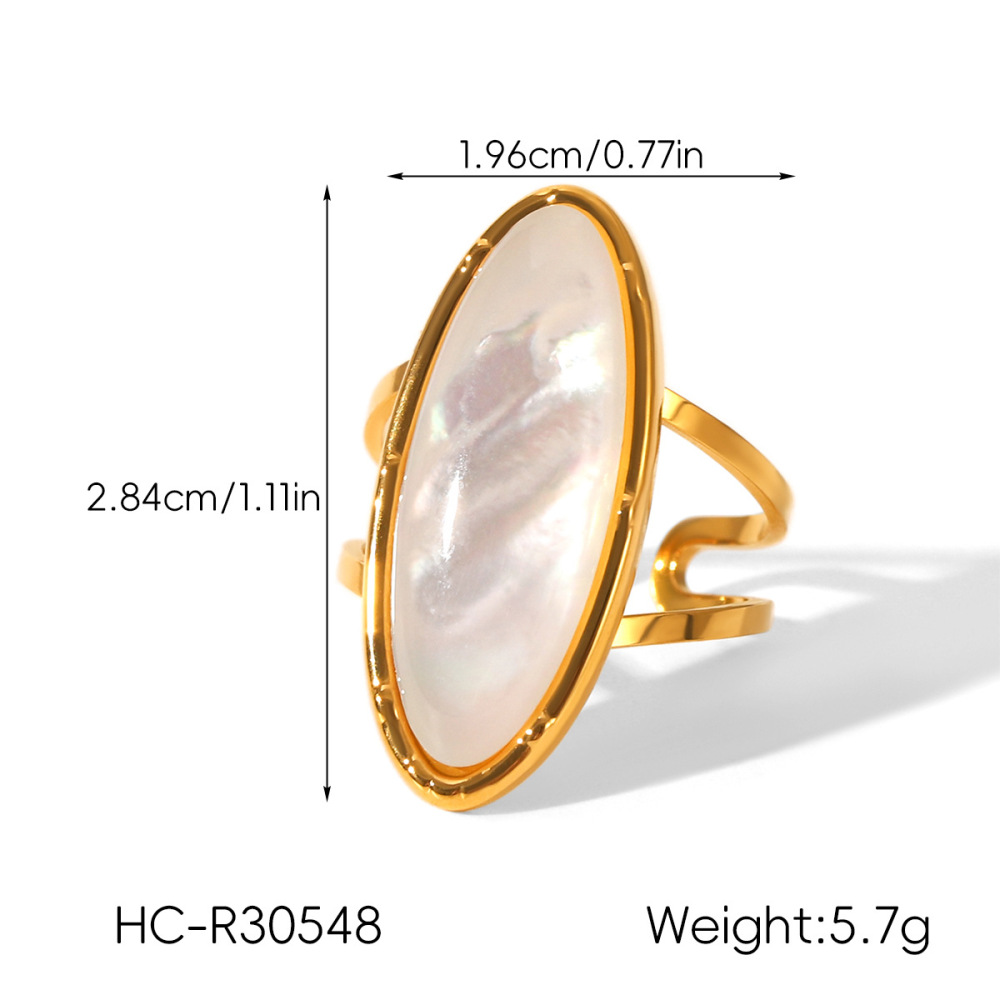 Bague Simple En Acier Inoxydable Étanche Couleur Or, Style Coquillage (1 Pièce) Image2