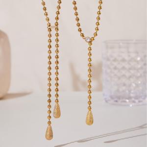 Ensembles De Bijoux Pour Femmes En Acier Inoxydable Imperméable, Ornés De Zircon Et De Pendentifs En Forme De Goutte. h5 Image5