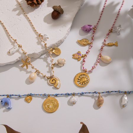 Collier pendentif océanique en chaîne de corde romantique 1 pièce 2