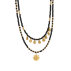 Collier Superposé Pour Femme, 1 Pièce, En Acier Inoxydable Imperméable, Orné D'Une Abeille Vintage En Spinelle Noire. h5 Image5