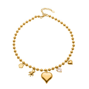 Collier Pendentif Romantique En Forme De Cœur, En Acier Inoxydable Étanche, Couleur Or, Pour Femme (1 Pièce) h5