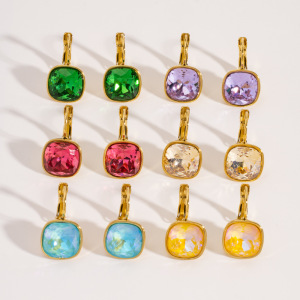 1 Paire De Boucles D'Oreilles Pendantes Élégantes Et Luxueuses, Rectangulaires, En Acier Inoxydable Étanche Et Ornées De Zircon. h5 Image3