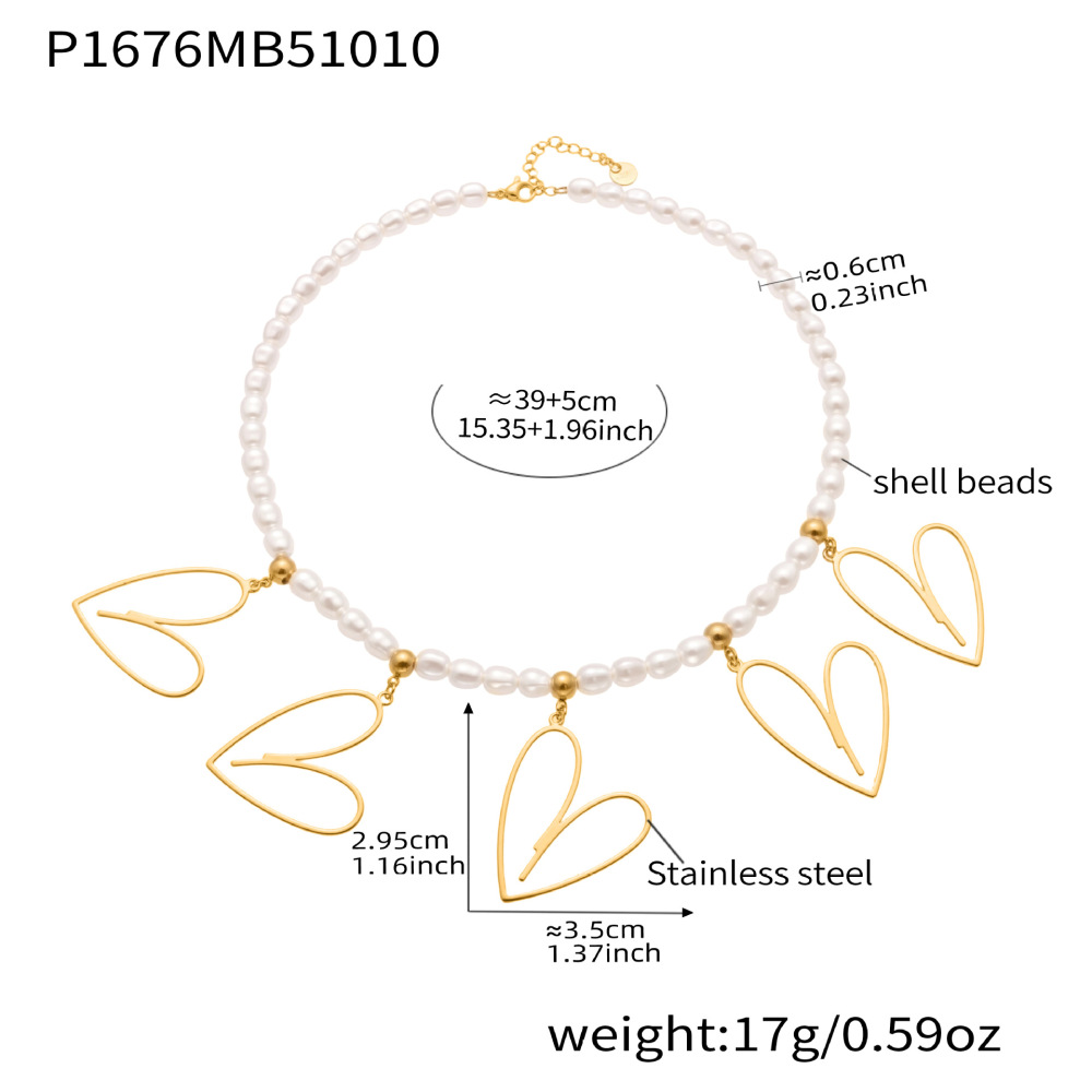 Collier Pendentif Élégant Pour Femme, En Acier Inoxydable Ajouré En Forme De Cœur, Couleur Or, Étanche (1 Pièce) Image2