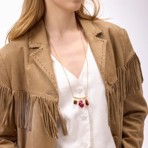 Collier Pendentif Femme En Acrylique Et Acier Inoxydable, Couleur Or, Forme Irrégulière Glamour, Étanche, 1 Pièce h5 Image3