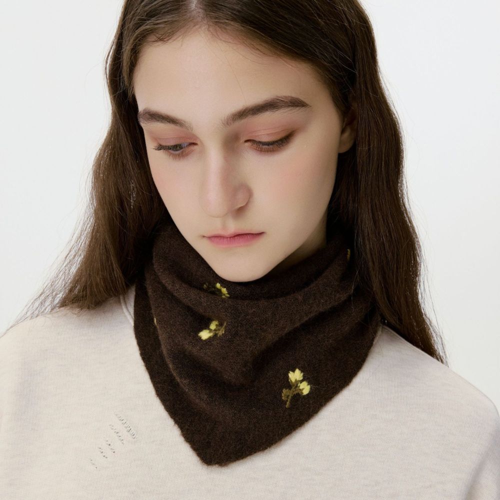1 Écharpe D'Hiver Exquise En Laine À Fleurs Douces Pour Femme Image2