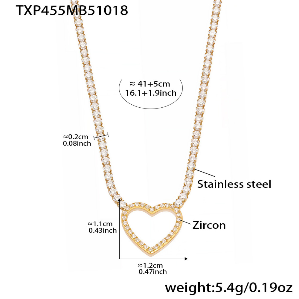 Ensembles De Bijoux Pour Femmes Sophisticated Heart En Acier Inoxydable Étanche Couleur Or Et Zircon