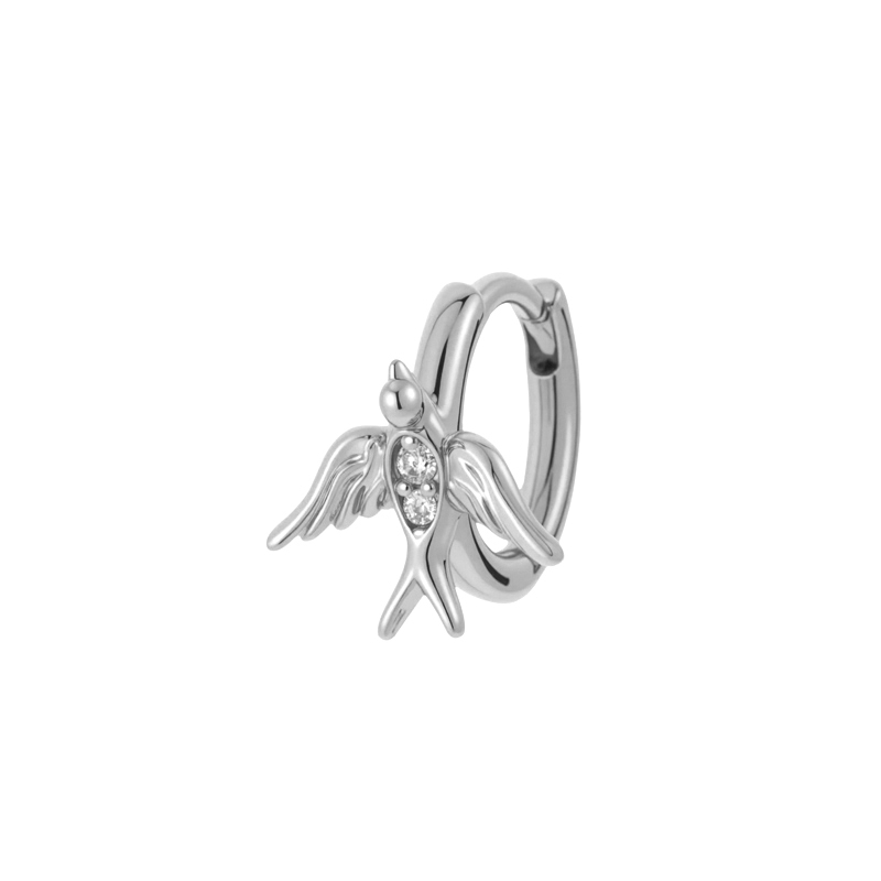 Boucles D'Oreilles Créoles Pour Femme, Motif Oiseaux Radieux, Couleur Cuivre Doré, Zircon (1 Pièce) 