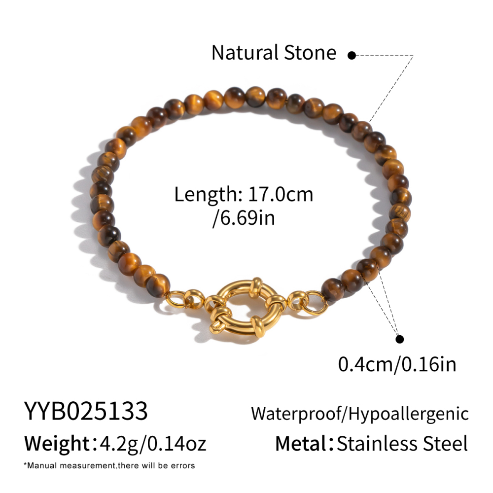1 Pièce De Perles En Pierre Naturelle Couleur Or Pour Bracelet De Perles Diy 