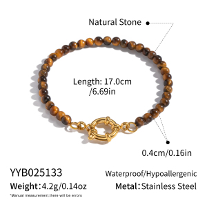 1 Pièce De Perles En Pierre Naturelle Couleur Or Pour Bracelet De Perles Diy h5 