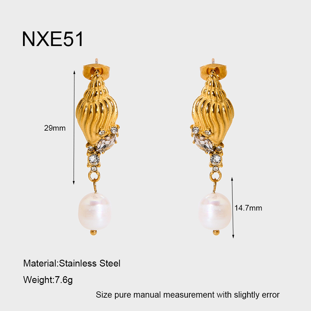 1 Paire De Boucles D'Oreilles Pendantes De Luxe Rétro En Forme De Tortue, En Acier Inoxydable Étanche Couleur Or Et Zircon.