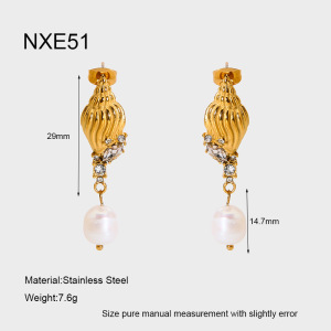 1 Paire De Boucles D'Oreilles Pendantes De Luxe Rétro En Forme De Tortue, En Acier Inoxydable Étanche Couleur Or Et Zircon. h5