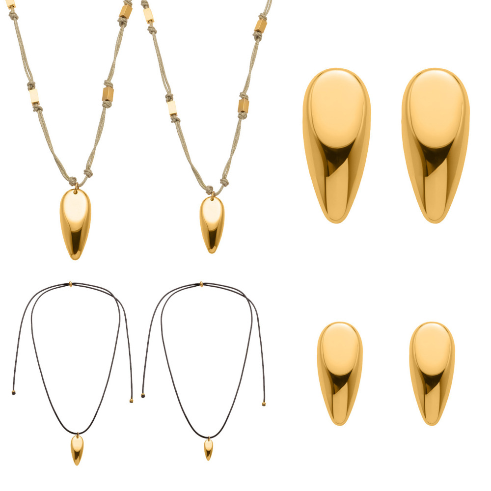 Ensembles De Bijoux Pour Femmes En Acier Inoxydable De Forme Irrégulière, Étanches Et De Couleur Dorée Image6