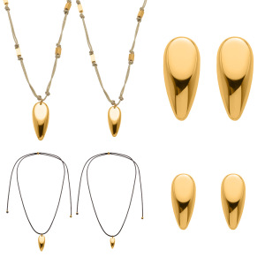 Ensembles De Bijoux Pour Femmes En Acier Inoxydable De Forme Irrégulière, Étanches Et De Couleur Dorée h5 Image6