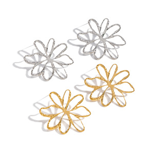 1 Paire De Boucles D'Oreilles À Clous En Acier Inoxydable Doré, Imperméables, En Forme De Fleur h5 Image4