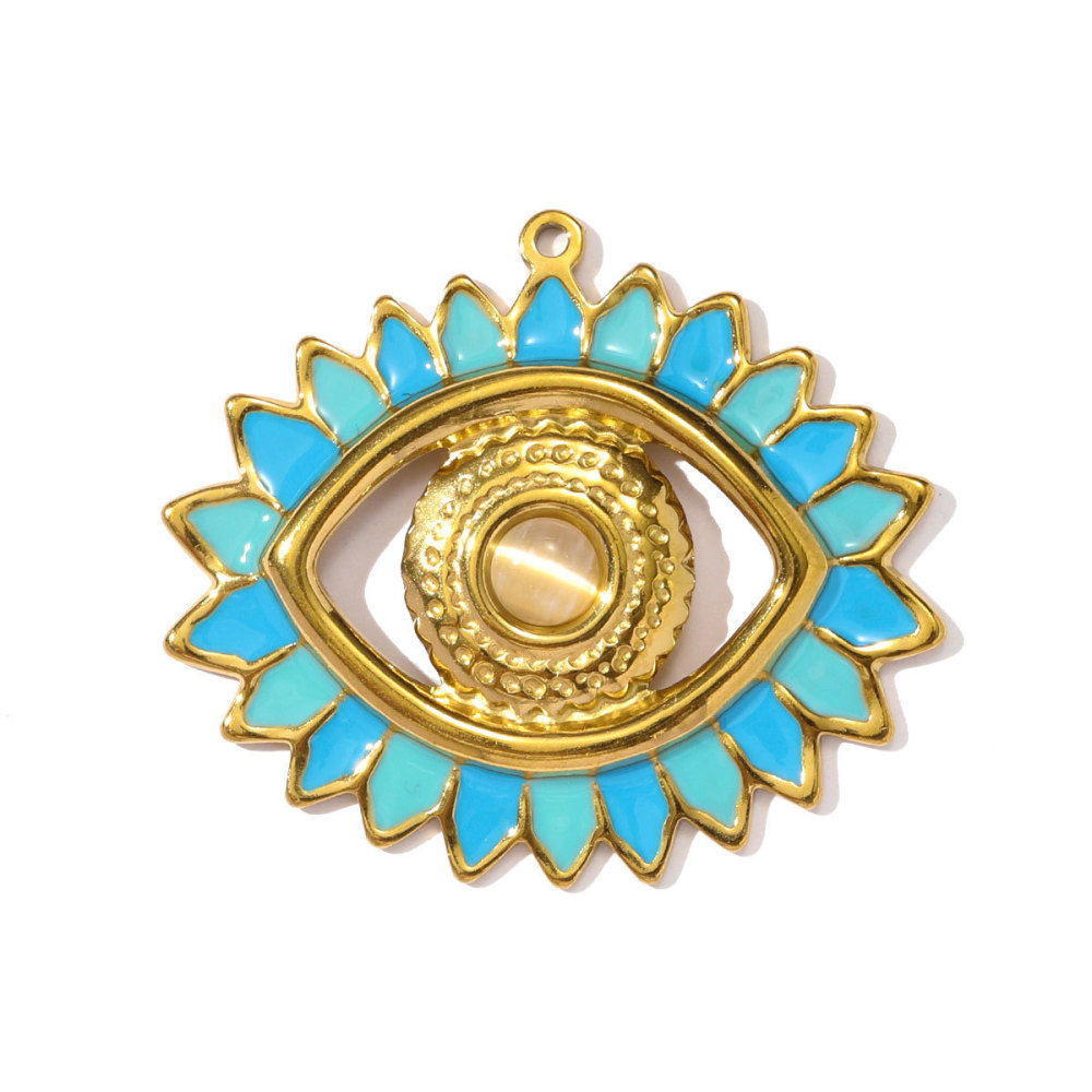 Pendentif Œil De Diable Étincelant En Acier Inoxydable Étanche Pour Femme (1 Pièce)