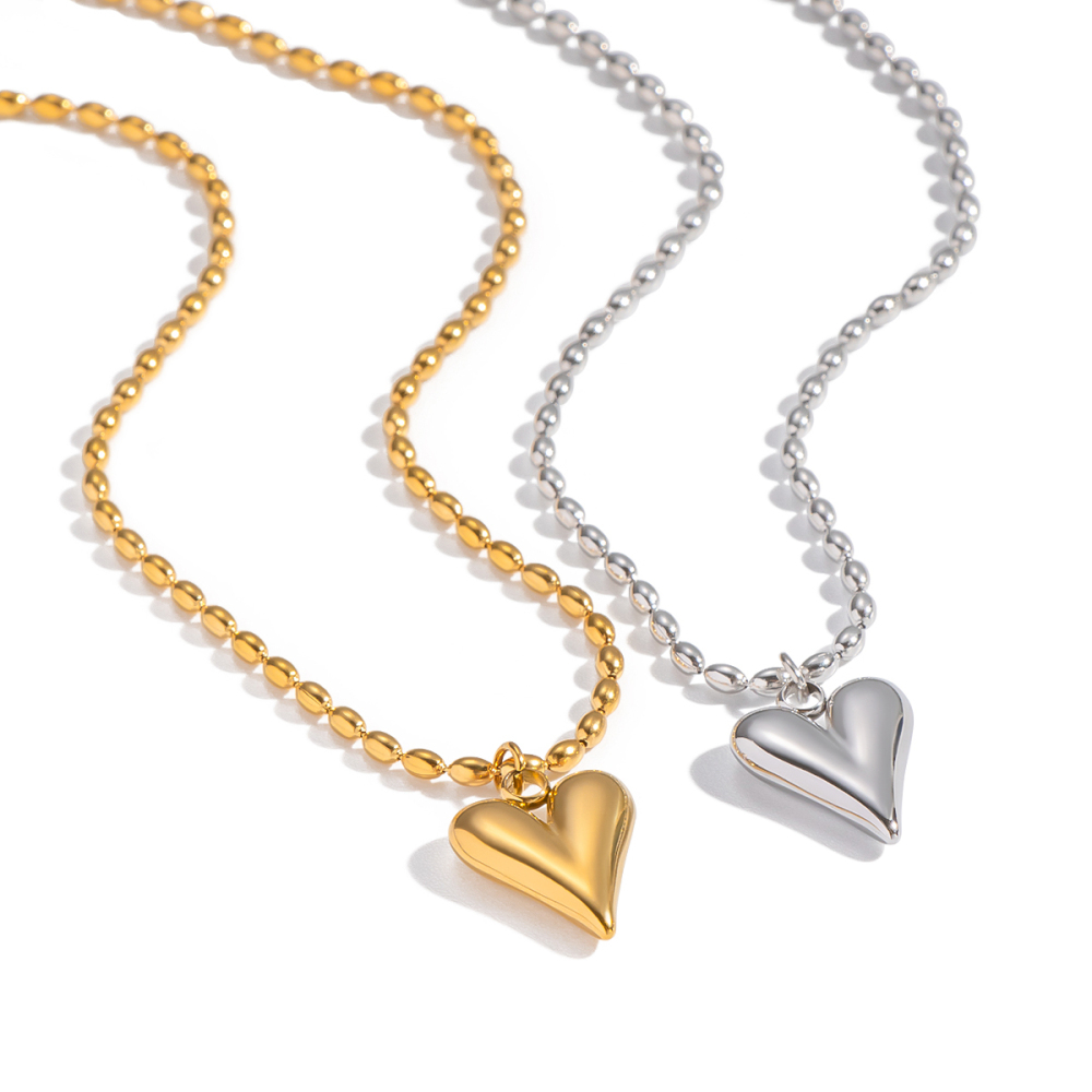 Collier Pendentif Cœur En Acier Inoxydable Étanche Couleur Or (1 Pièce) Image6