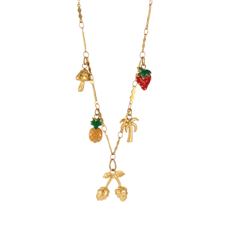 Collier pendentif femme étanche en acier inoxydable à motif fruits éclatants (1 pièce) 2