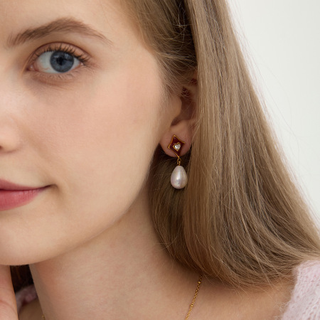 Boucles d'oreilles pendantes romantiques en acier inoxydable doré, étanches, pour femme (1 paire). 2