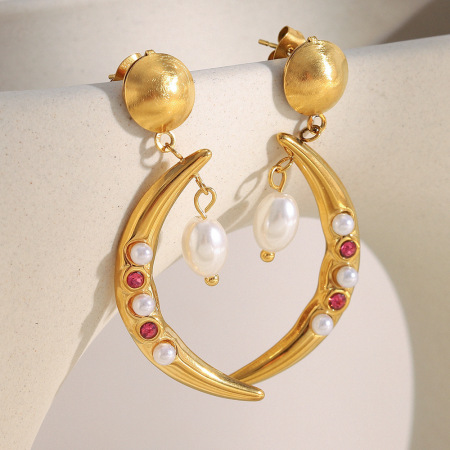 Boucles d'oreilles pendantes Daily Moon Daily Moon pour femme, en acier inoxydable étanche (1 paire)