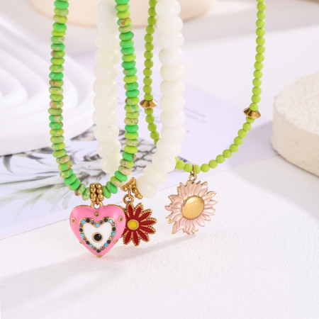 Collier de perles pour femme en pierres naturelles à fleurs vives, 1 pièce 2