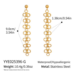 1 Paire De Boucles D'Oreilles Pendantes Romantiques En Acier Inoxydable Doré, Imperméables, À Motif Floral. h5 