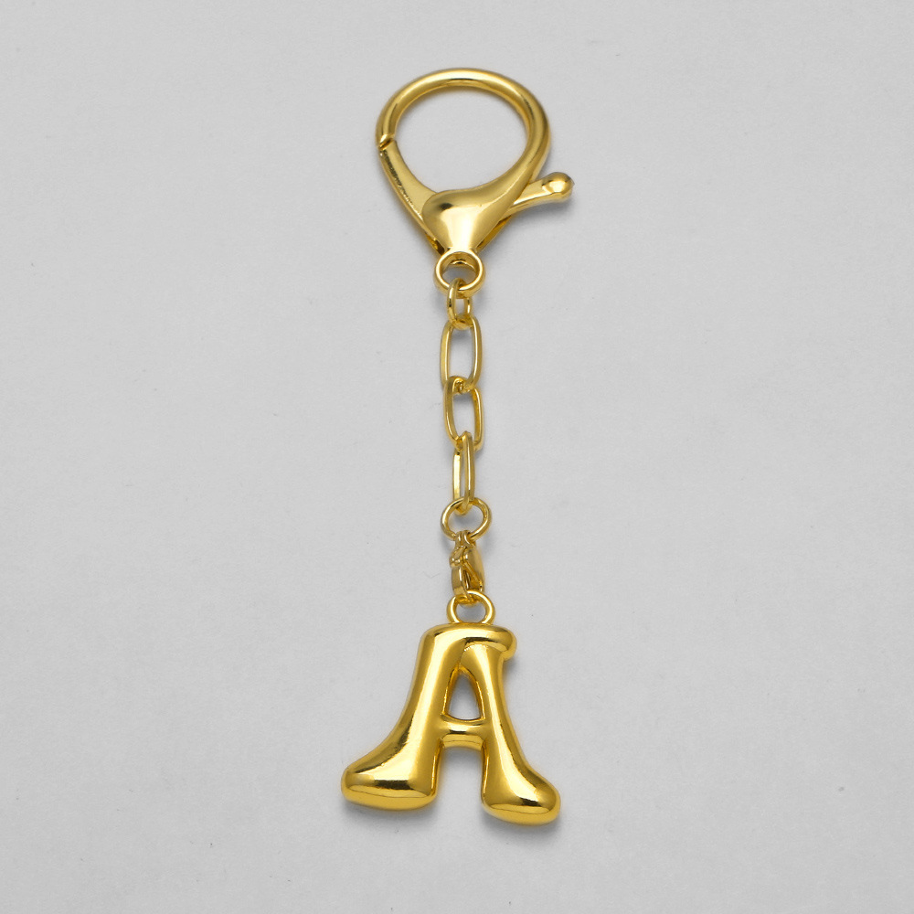 1 Porte-Clés Lettre Bulle Couleur Cuivre Doré 