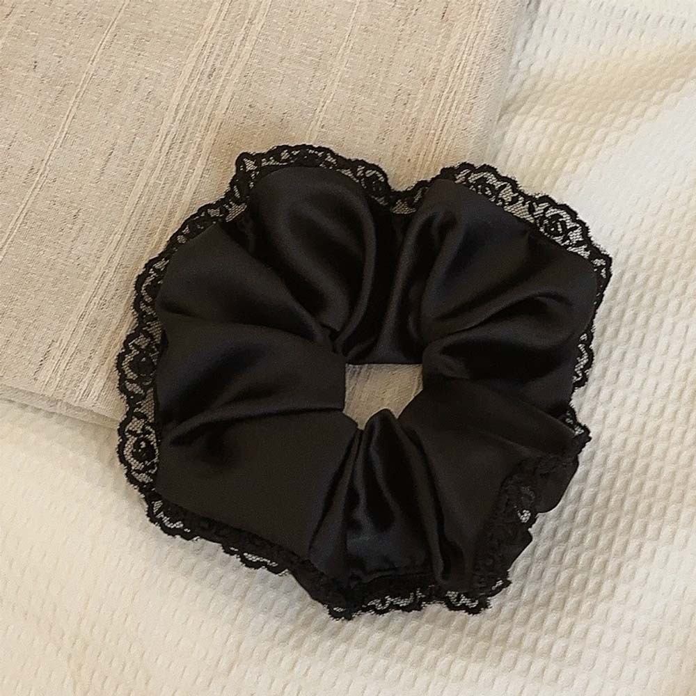 1 Chouchou Romantique En Dentelle Noire Et Polyester Pour Femme