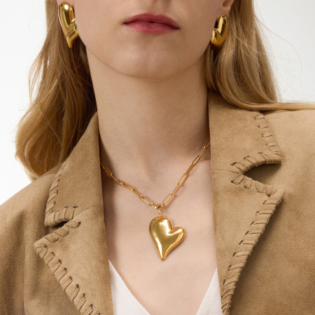 Ensembles de bijoux pour femmes en acier inoxydable imperméable, forme cœur irrégulière classique, couleur or