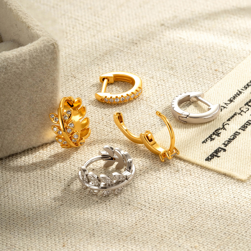 Boucles D'Oreilles Créoles Pour Femme, Motif Oiseaux Radieux, Couleur Cuivre Doré, Zircon (1 Pièce) Image4