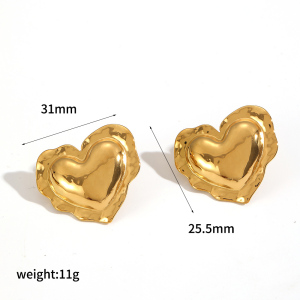 1 Paire De Boucles D'Oreilles Puces En Acier Inoxydable Imperméables En Forme De Cœur, Couleurs Assorties h5 