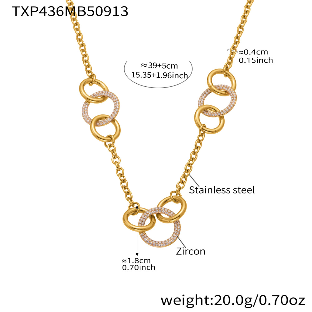 Ensembles De Bijoux Pour Femmes Luxueux Circle En Acier Inoxydable Étanche Couleur Or 