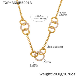 Ensembles De Bijoux Pour Femmes Luxueux Circle En Acier Inoxydable Étanche Couleur Or h5 