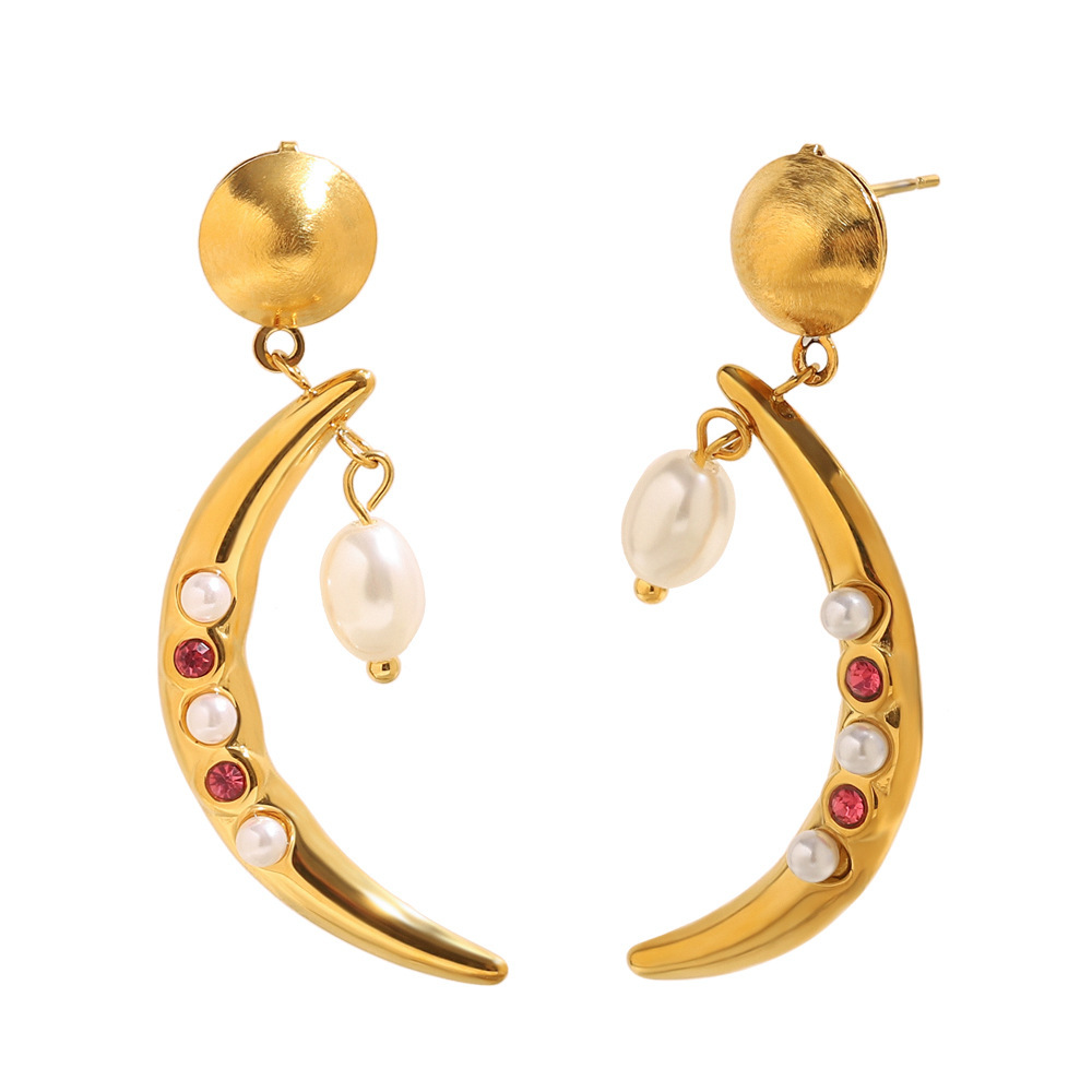 Boucles D'Oreilles Pendantes Daily Moon Daily Moon Pour Femme, En Acier Inoxydable Étanche (1 Paire) 