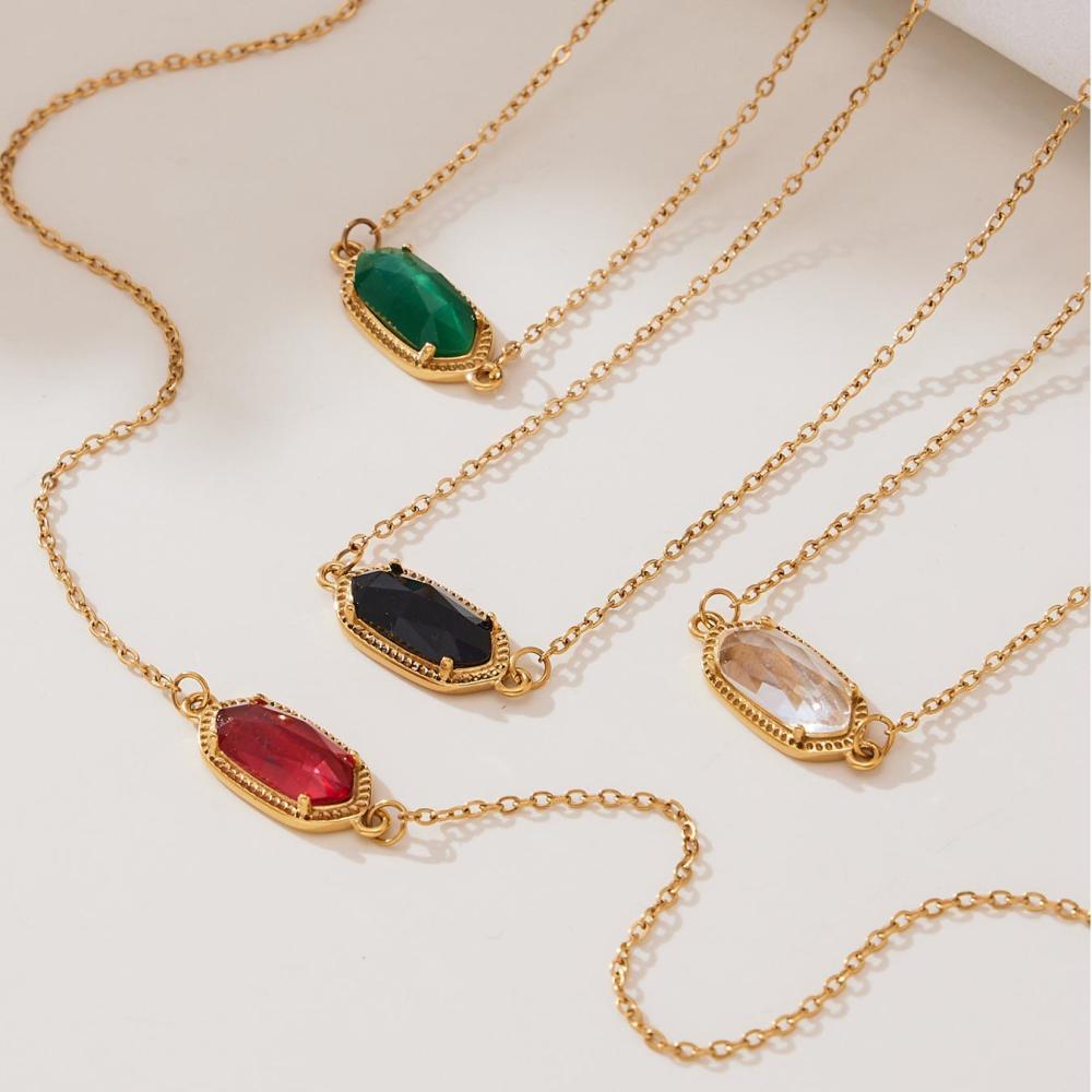 Magnifique Ensemble De Bijoux Pour Femmes, Chaîne Hexagonale En Forme De Fleur, En Acier Inoxydable Étanche, Couleur Or Et Cristal. h5Image2
