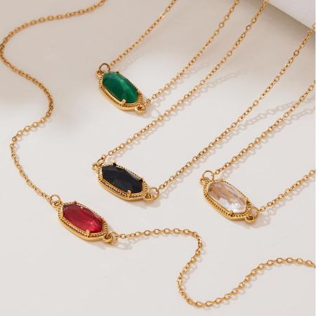 Magnifique ensemble de bijoux pour femmes, chaîne hexagonale en forme de fleur, en acier inoxydable étanche, couleur or et cristal. 2