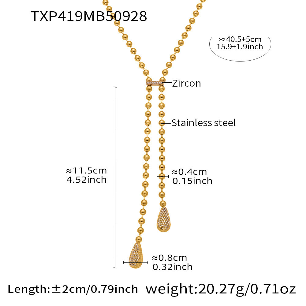 Ensembles De Bijoux Pour Femmes En Acier Inoxydable Imperméable, Ornés De Zircon Et De Pendentifs En Forme De Goutte. 