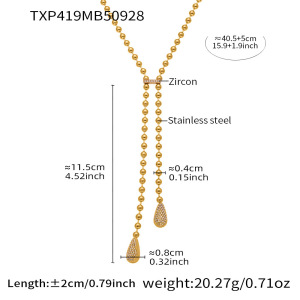 Ensembles De Bijoux Pour Femmes En Acier Inoxydable Imperméable, Ornés De Zircon Et De Pendentifs En Forme De Goutte. h5 