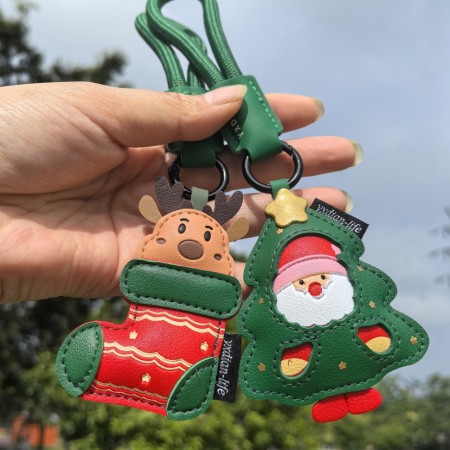 1 breloque de sac en cuir de Noël mignonne 2