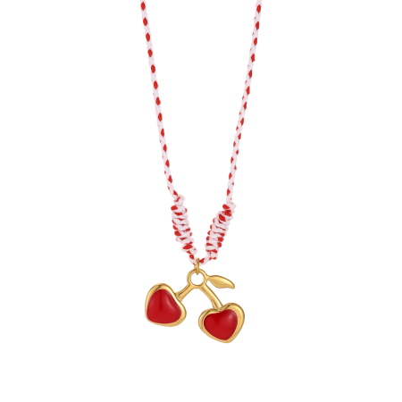 1 Collier Tressé Luxueux Pour Femme En Acier Inoxydable Rouge Cerise, Étanche