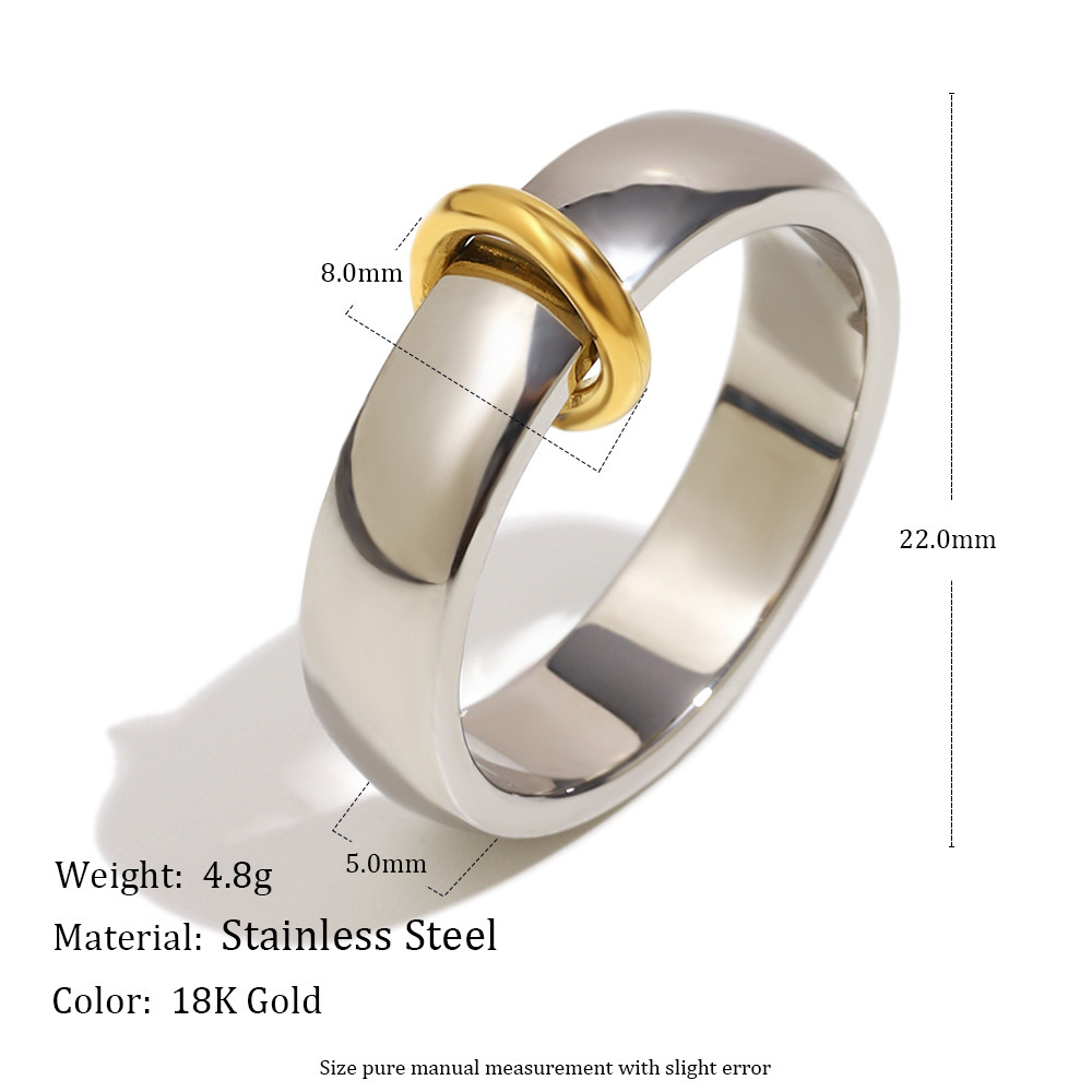 Bague Minimaliste Pour Femme, Collection Daily Circle, En Acier Inoxydable Étanche (1 Pièce). Image4