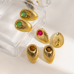 1 Paire De Boucles D'Oreilles Puces Rétro Simples En Acier Inoxydable Imperméable Pour Femme h5 Image4
