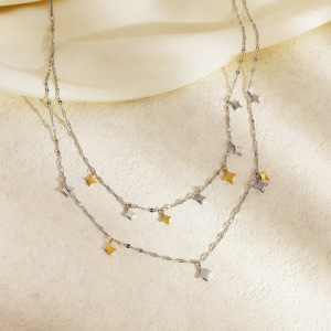 Collier Chaîne Pour Femme, 1 Pièce, Couleurs Mixtes Or Et Argent, Étoile h5 Image4