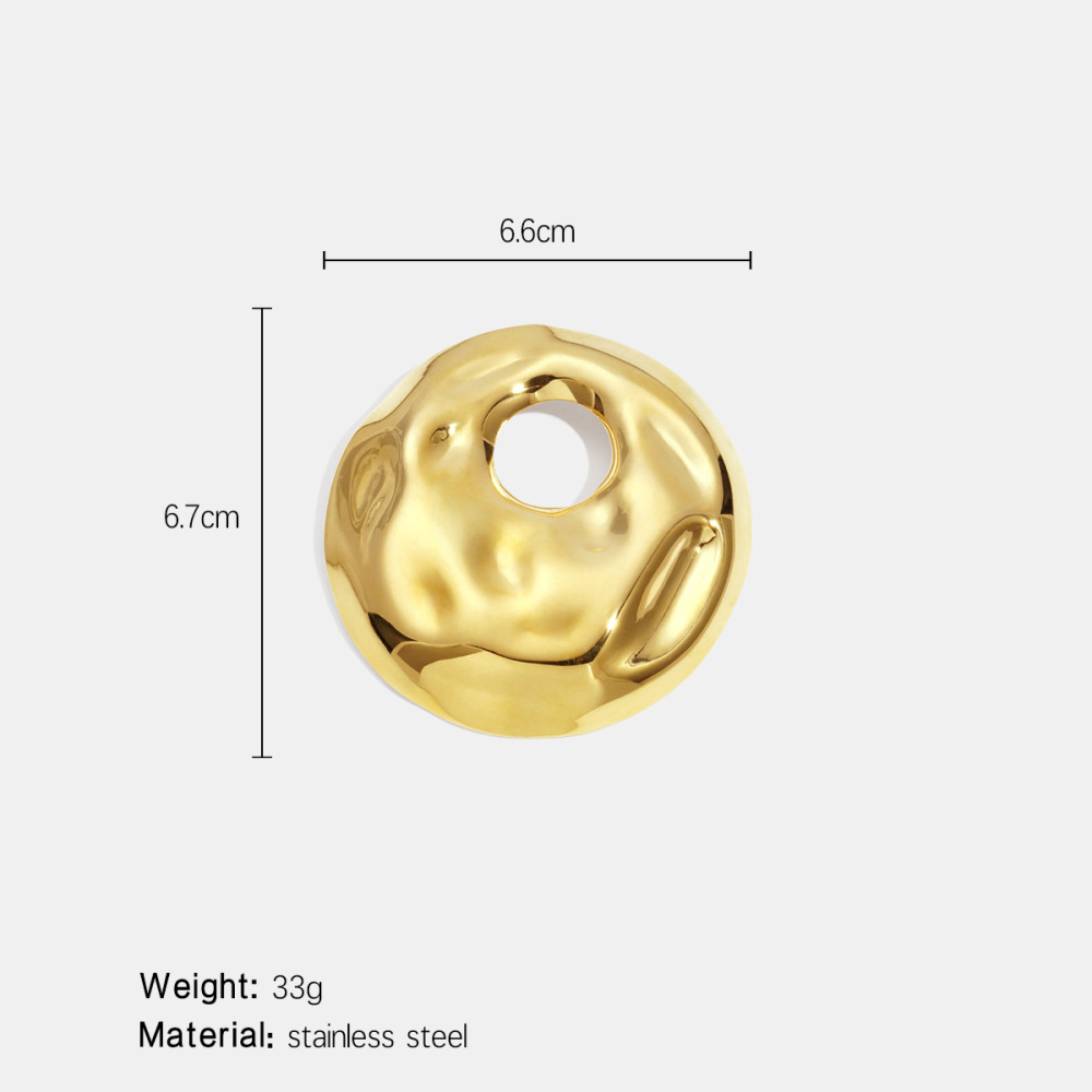 Broche Ronde Creuse En Acier Inoxydable Étanche Couleur Or (1 Pièce) Image2