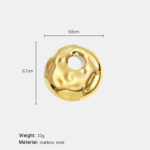 Broche Ronde Creuse En Acier Inoxydable Étanche Couleur Or (1 Pièce) h5 Image2