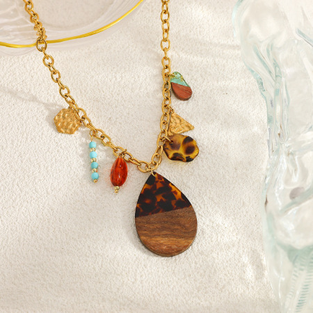 Collier pendentif femme étanche en acier inoxydable, motif léopard, 1 pièce 2