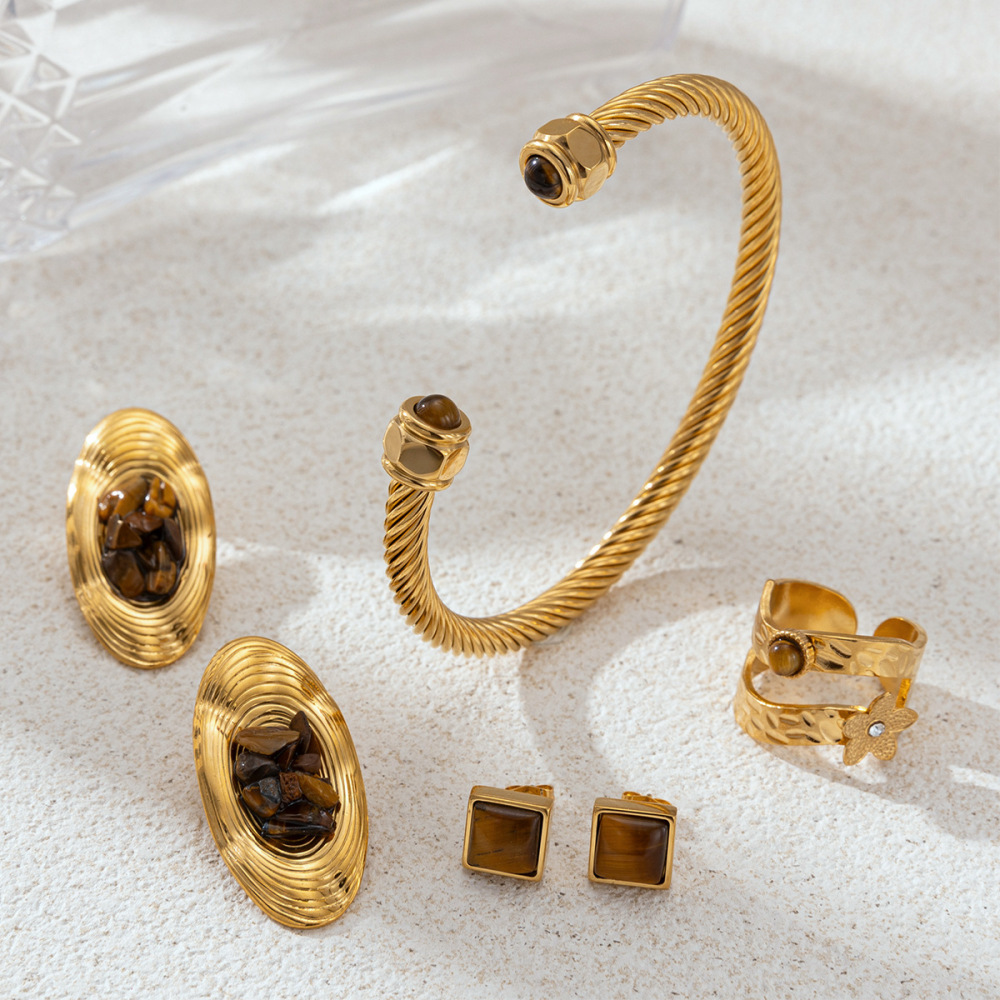 Ensemble De Colliers Pendentifs En Acier Inoxydable Étanches, En Forme De Cœur, Avec Perles De Pierre Naturelle Image3