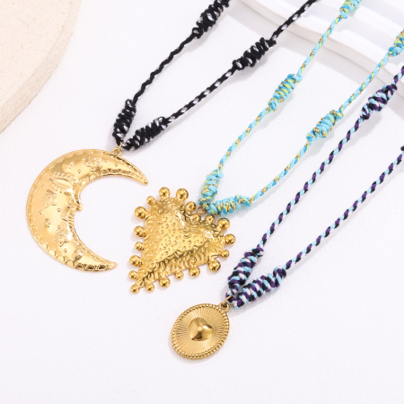 Collier pendentif classique en acier inoxydable étanche en forme de lune pour femme (1 pièce) 2