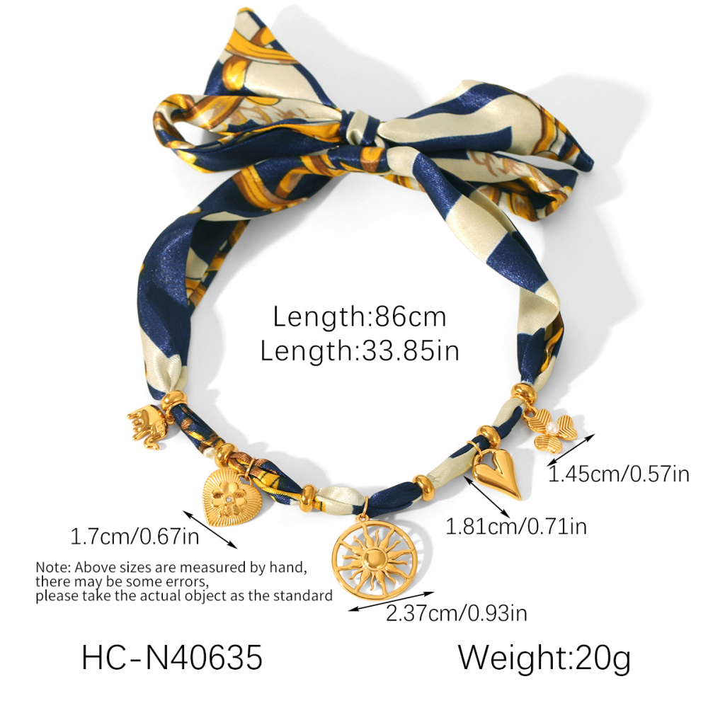 Ensemble De Colliers Et Pendentifs En Tissu Couleur Or En Forme De Cœur En Acier Inoxydable Image2